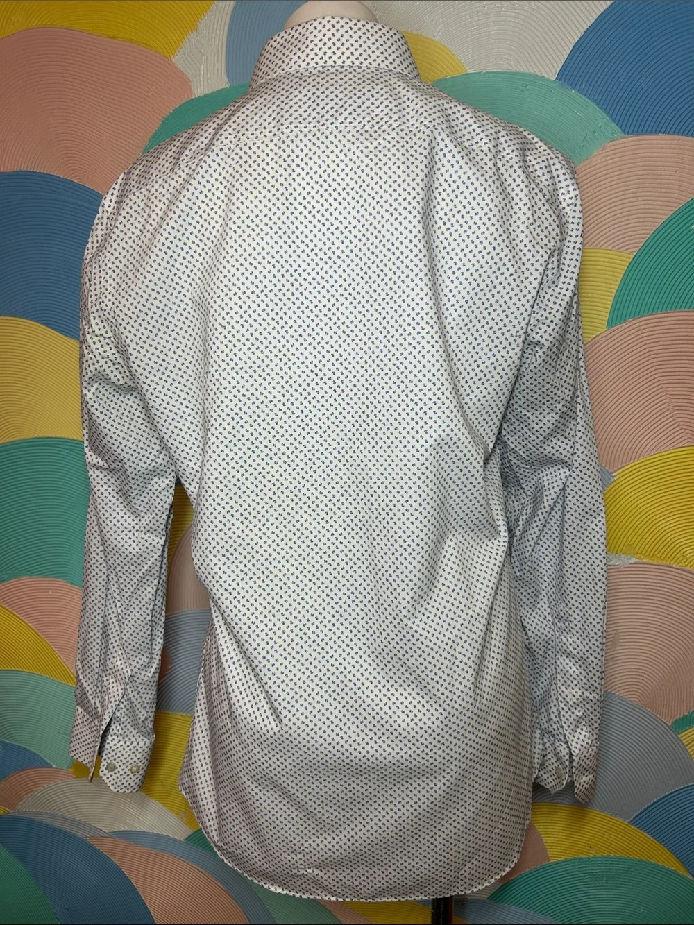 Banana Republic Men's White Micro-Print Button-Down Shirt sz M 100%